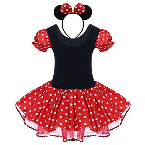 FYMNSI Bebé Niña Vestido de Fiesta Princesa Minnie Disfraces Tutú Ballet Lunares Fantasía Vestido con Diadema Carnaval Cosplay Fiesta de Cumpleaños Halloween Navidad Rojo 02 7-8 Años