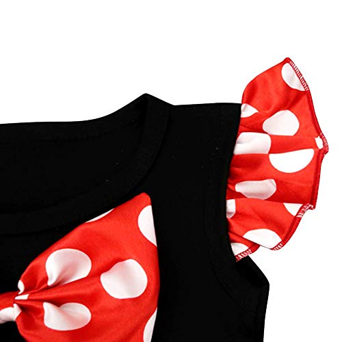 FYMNSI Disfraz de Minnie para Bebé Niña Vestido de Fiesta Mameluco con Tutú de Lunares Venda Zapatos Conjunto de 3 Piezas para Primer Cumpleaños Halloween Carnaval Navidad Rojo + Lunares 3-6 Meses