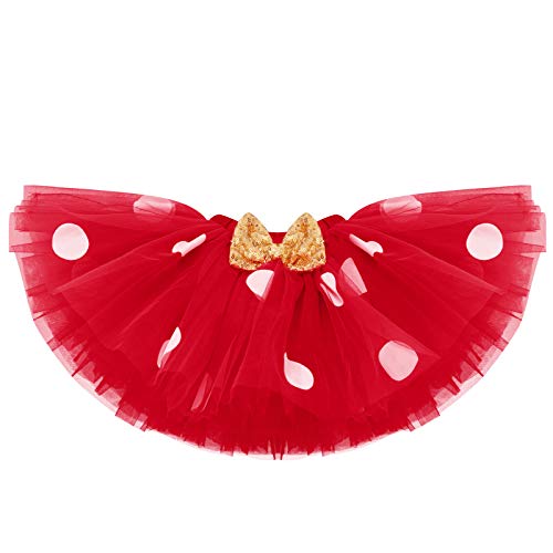 FYMNSI Recién Nacida Bebé Niñas Mi Primer Cumpleaños Trajes Conjuntos Disfraz De Minnie Princesa Vestido Tutu Manga Corta Mameluco Lunares Falda Oído Diadema 3 Piezas Set Rojo 2 años