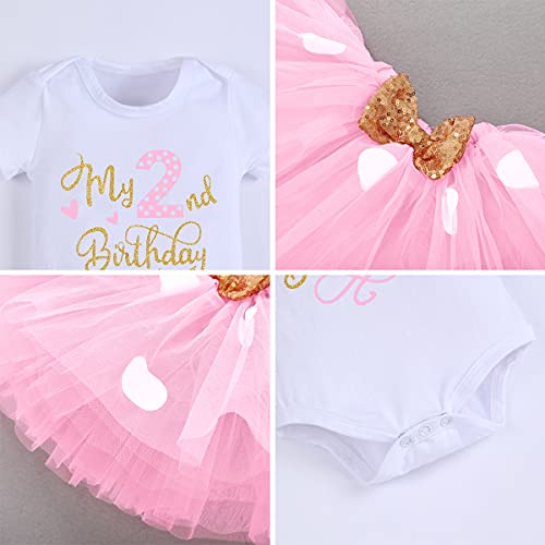 FYMNSI Recién Nacida Bebé Niñas Mi Primer Cumpleaños Trajes Conjuntos Disfraz De Minnie Princesa Vestido Tutu Manga Corta Mameluco Lunares Falda Oído Diadema 3 Piezas Set Rosado 2 años