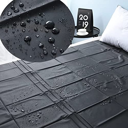 gancia Juego de Cubierta de Cama de Hoja de plástico de PVC Impermeable Negro, Evita Que el colchón se moje