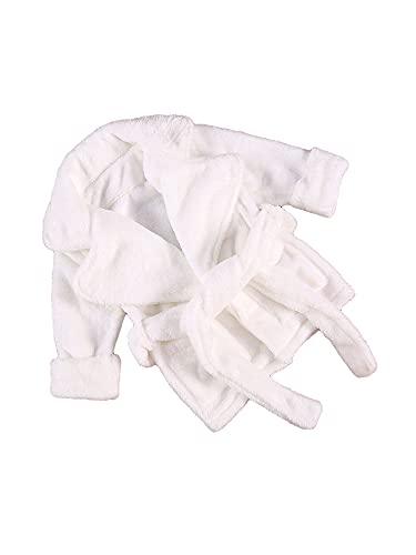 Geagodelia Unisex Bebé Recién Nacido Bata de Baño con Manga Larga y Cuello de Solapa de Franela Albornoz de Color Sólido Pijama Cálido de Estilo Casual para Unisex Bebé (Blanco, 6-12 Meses)