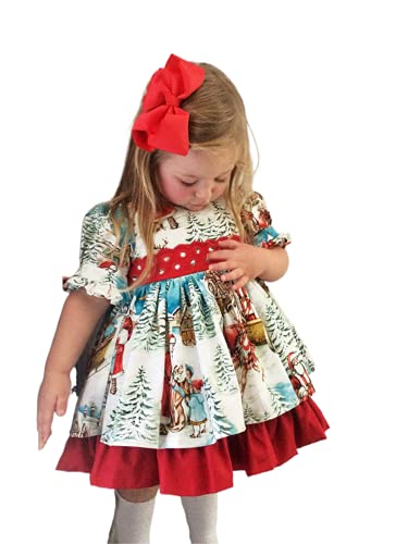 Geagodelia Vestido de Navidad para bebé niña, a cuadros, tutú, Navidad, vestido de princesa, bautizo, ocasión festiva, 1 primer cumpleaños, otoño e invierno, 1 – 4 años, Blanco, 2-3 Años