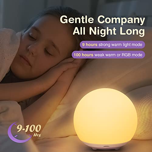 GEARLITE LED Luz Nocturna Infantil para Bebe, Luz Quitamiedos de Silicona Regulable al Tacto con Cambio de Color RGB, Lampara Nocturna Recargable por USB con Timer de 1H para Niños Niñas Regalo Deco