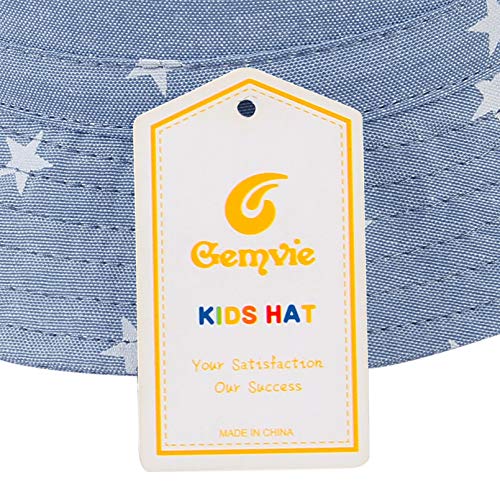 GEMVIE Niños Sombrero Pescador de Bebé Sol Protección Algódon Unisexo Gorro Ajustable Plegable Estapado Estrella Verano UV Hat Niña (Azul Claro, 6-12meses)