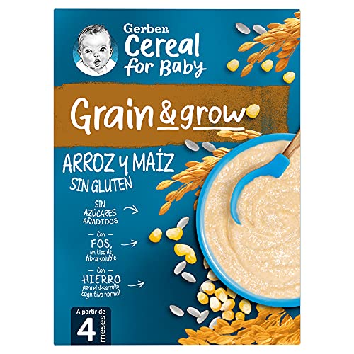 Gerber Cereales para Bebés, de Arroz y Maíz Sin gluten, 250g