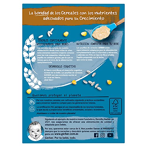 Gerber Cereales para Bebés, de Arroz y Maíz Sin gluten, 250g