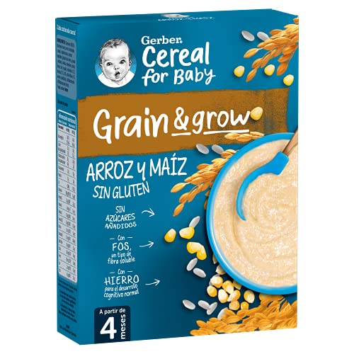 Gerber Cereales para Bebés, de Arroz y Maíz Sin gluten, 250g