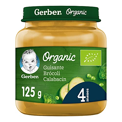 GERBER Organic Guisante Brócoli Calabacín 130 g - Pack de 6