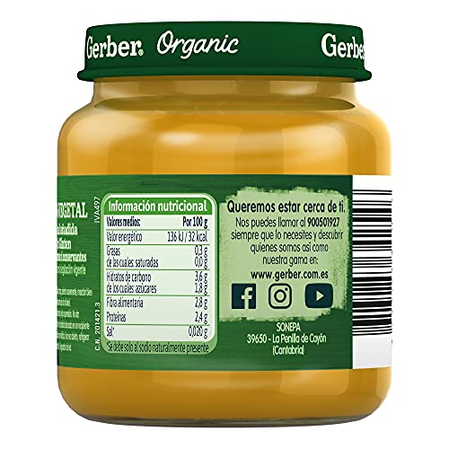 GERBER Organic Guisante Brócoli Calabacín 130 g - Pack de 6