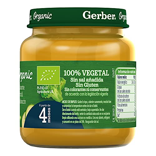 GERBER Organic Guisante Brócoli Calabacín 130 g - Pack de 6