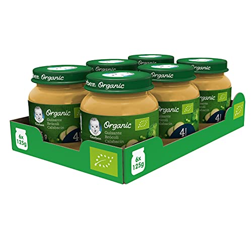 GERBER Organic Guisante Brócoli Calabacín 130 g - Pack de 6