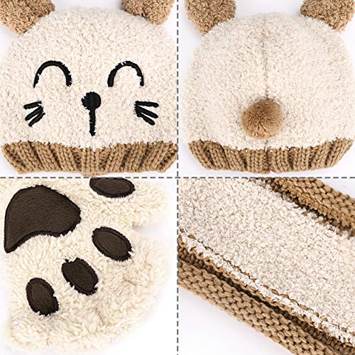 GIKPAL Gorra Bebe Sombrero y Bufanda, Invierno Bebé Beanie Bufandas Set Tejido Gorro Punto Caps Sombreros Bufanda de Punto Cuello Redondo, Beige