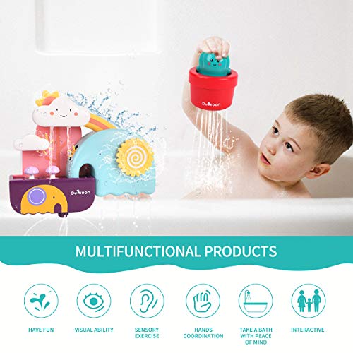 GILOBABY Juguete de Baño para Bébé, Juguetes Bañera con Estación de Cascada, Oso y Cactus, Juego Conjunto de Agua Ducha Interactivo de Juguete Educativo Regalo de Cumpleaños para Niños y Niñas 6 Meses