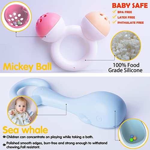 GizmoVine sonajero para bebés mordedor para bebés sin Juego de sonajero de BPA con Caja de Almacenamiento Juguete de Regalo Adecuado para bebés de 3 a 12 Meses y recién Nacidos