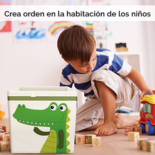 GLÜCKSWOLKE Caja Juguetes Almacenaje - 15 Motivos I Baules Infantil I Cubos Organizador (33x33x33) Cuarto de Niños I Contenedor Habitacion Niñas I Cesto Dormitorio Bebe (Cocodrilo)