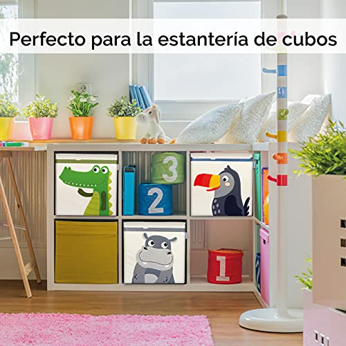 GLÜCKSWOLKE Caja Juguetes Almacenaje - 15 Motivos I Baules Infantil I Cubos Organizador (33x33x33) Cuarto de Niños I Contenedor Habitacion Niñas I Cesto Dormitorio Bebe (Cocodrilo)