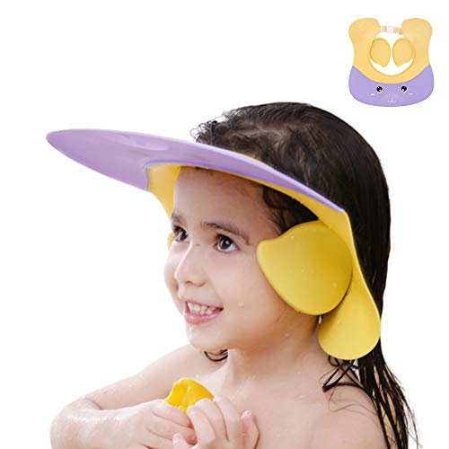 Gorro de champú,Gorro de ducha bebe,Gorra de Ducha de Silicona Suave de Dibujos Animados,Visera de baño Ajustable para Niños para Lavarse el Cabello sin Irritarse los Ojos (para 1 – 12 años de edad)