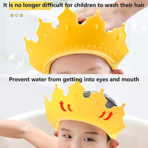 Gorro Ducha Niños Sombrero Bad Protect Soft Cap Gorro Baño Ducha Niños Visera Corte Pelo Protección Infantil Lavado Cabello Gorro Impermeable Baño Champú Sombrero Baño Infantil Ajustable (Amarillo)