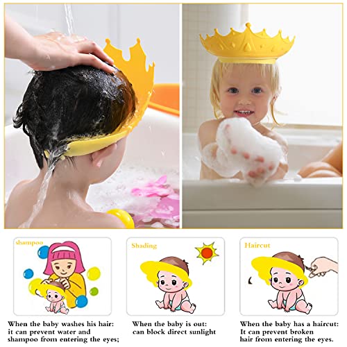 Gorro Ducha Niños, Sombrero Baño Bebé, Ajustable Visera Baño Niños, Gorro Champu Bebé, Gorra Ducha Bebé Impermeable, Visera Baño Bebé, Protege Los ojos y las orejas para Niños & Bebés (Amarillo)