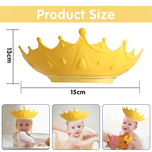 Gorro Ducha Niños, Sombrero Baño Bebé, Ajustable Visera Baño Niños, Gorro Champu Bebé, Gorra Ducha Bebé Impermeable, Visera Baño Bebé, Protege Los ojos y las orejas para Niños & Bebés (Amarillo)