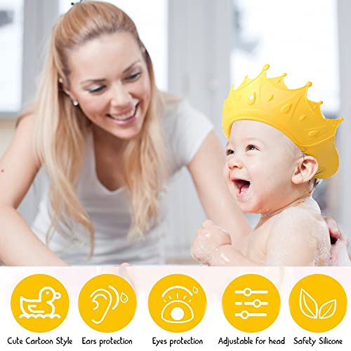 Gorro Ducha Niños, Sombrero Baño Bebé, Ajustable Visera Baño Niños, Gorro Champu Bebé, Gorra Ducha Bebé Impermeable, Visera Baño Bebé, Protege Los ojos y las orejas para Niños & Bebés (Amarillo)