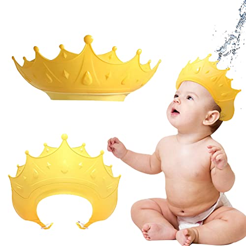 Gorro Ducha Niños, Sombrero Baño Bebé, Ajustable Visera Baño Niños, Gorro Champu Bebé, Gorra Ducha Bebé Impermeable, Visera Baño Bebé, Protege Los ojos y las orejas para Niños & Bebés (Amarillo)