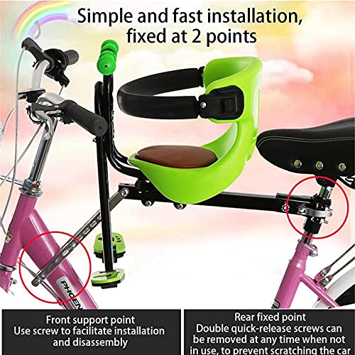 Guhih Asiento De Bicicleta para Niños Montado En La Parte Delantera, Asiento De Bicicleta para Niños Delantero Plegable De Bicicleta De Montaña para Bicicleta De Montaña Bicicleta Recreativa,Verde