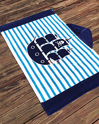 GUOCU Toalla de Playa para niños baño de natación Sirena baño de natación Toalla con Capucha Poncho con Capucha Toalla de baño de Secado rápido Barco Pirata 76cm