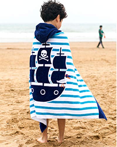 GUOCU Toalla de Playa para niños baño de natación Sirena baño de natación Toalla con Capucha Poncho con Capucha Toalla de baño de Secado rápido Barco Pirata 76cm