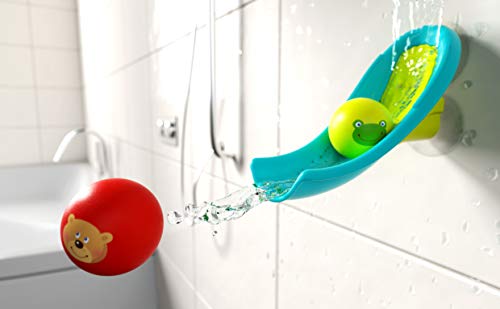 HABA 304870-Tobogán acuático, baño con tobogán de Agua y 4 Bolas con diseño de Animales, Juguete a Partir de 3 años, Color Azul (304870)