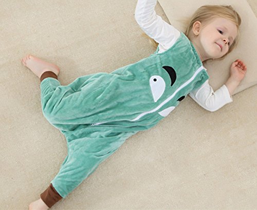 Happy Cherry - Saco de Dormir Infantil Mono del Algodón Franela Cremallera Pijama de Bebé Cartoon para Niños Niñas - Azul - S(1-2 años)