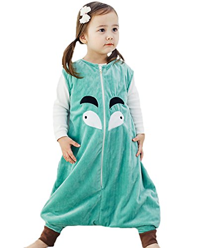 Happy Cherry - Saco de Dormir Infantil Mono del Algodón Franela Cremallera Pijama de Bebé Cartoon para Niños Niñas - Azul - S(1-2 años)