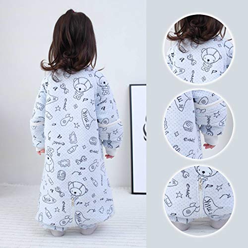 Happy Cherry Saco de dormir para bebé de manga larga y manga larga para niño, de algodón, pijama infantil, bolsa de dormir, azul, 3-5 Años