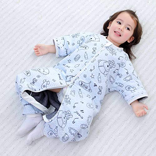 Happy Cherry Saco de dormir para bebé de manga larga y manga larga para niño, de algodón, pijama infantil, bolsa de dormir, azul, 3-5 Años