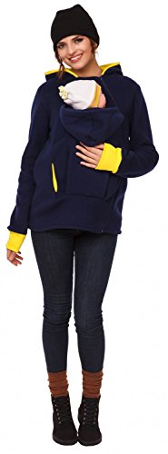 Happy Mama. para Mujer Sudadera Capucha Top Portador de bebé Forro Polar. 032p (Armada, EU 36/38, S)