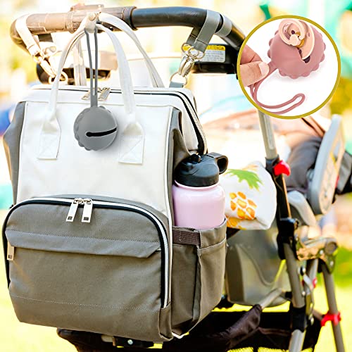 HappyDoo - Portachupete Bebe De Silicona - Pack de 2 Guarda Chupetes Bebe - Porta Chupetes Bebe - Funda Chupetes Bebe - Caja Para Guardar Chupetes Libre Bpa - Guardachupete Bebe Color Rosa y Gris