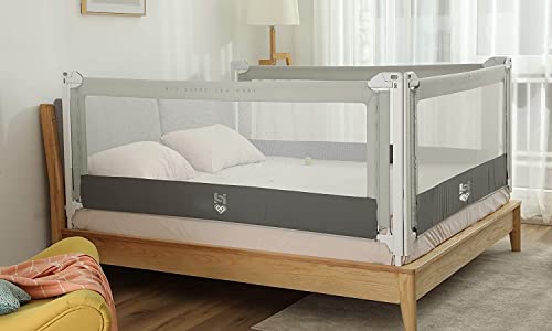 Harbour 99 - Barandilla De Cama para Niños de 0-5 años Color Gris, Protección De Seguridad Retráctil, Barrera para Cama Alta, Segura y de 3 Generación (Gris, Longitud 90 cm)