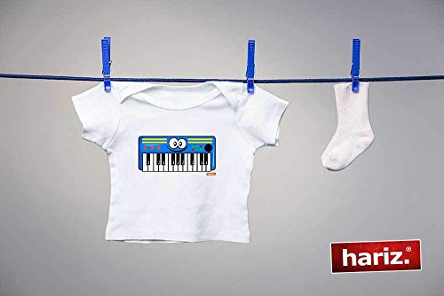 Hariz - Camiseta para bebé con teclado y texto en inglés "Aprendizaje Instrumento" para niños, incluye tarjeta de regalo, color amarillo, 3-9 meses, 60-69 cm