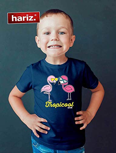 Hariz - Camiseta para niño, diseño de flamencos azul marino 24 meses