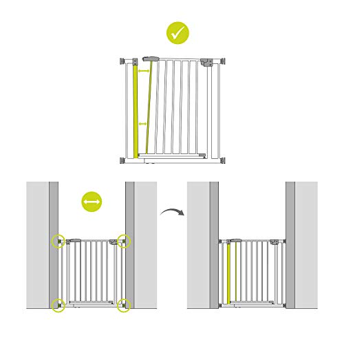 Hauck Barrera de Seguridad de Niños para Puertas y Escaleras Wood Lock 2 Safety incl. Extension 9 cm, Sin Agujeros, Metal y Madera, 84-89 cm (Paquete de 1) (597392)