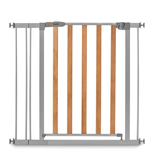 Hauck Barrera de Seguridad de Niños para Puertas y Escaleras Wood Lock 2 Safety incl. Extension 9 cm, Sin Agujeros, Metal y Madera, 84-89 cm (Paquete de 1) (597392)