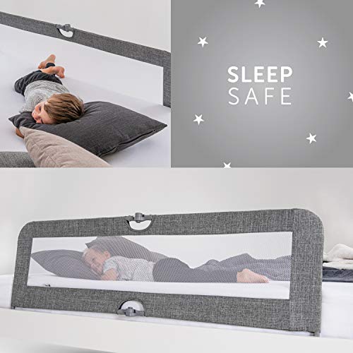 Hauck Sleep N Safe Plus XL - Protector de cama, plegable compacto, medida montado 150 cm x 50 cm, gris