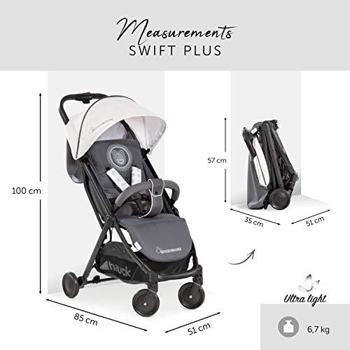 Hauck Swift Plus - sillita de paseo ligera, respaldo reclinable, plegable con una mano, ligera de peso, de aluminio, con asas para transportar, de 0 meses a 15 kg, Mickey Cool Vibes (gris)