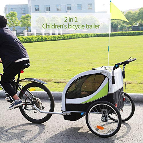 HBIAO Passeggino Jogger per rimorchio per Bici da bicicletta 2-in-1 Doppio a 2 posti, accoppiatore universale per bicicletta, per Bambini piccoli converte in passeggino Jogge,Rojo