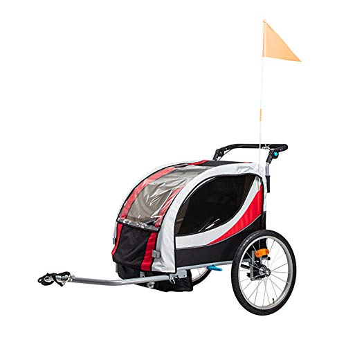 HBIAO Passeggino Jogger per rimorchio per Bici da bicicletta 2-in-1 Doppio a 2 posti, accoppiatore universale per bicicletta, per Bambini piccoli converte in passeggino Jogge,Rojo