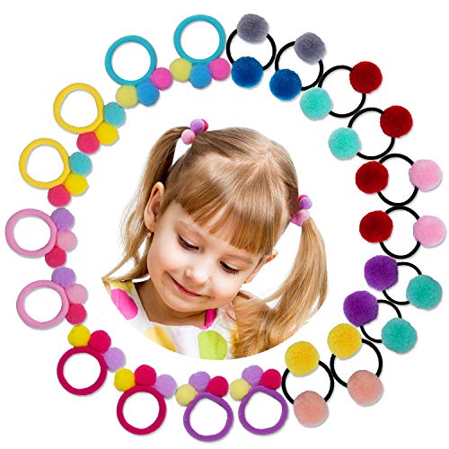 HBselect 20 pcs Gomas Pelo Niña Bebe Colores 10 Pares Gomas Elasticas Pequeñas De Bola Pequeña Patrón Goma Pelo Bebe Niña Para El Cabello