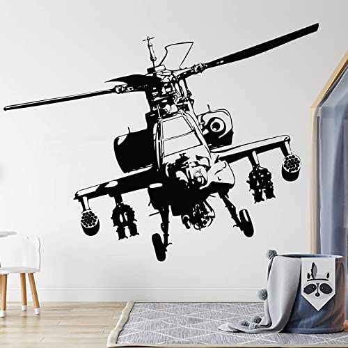 Helicóptero Calcomanía de pared militar Héroe Soldado Ejército Pegatinas de pared Vinilo Decoración para el hogar Niños Niños Habitación Dormitorio Sala de juegos Papel tapiz A6 burdeos 75x57cm