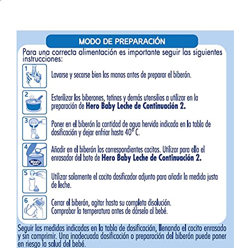 Hero Baby Leche 2 - Para niños de hasta 12 meses, Paquete de 6 x 800 g