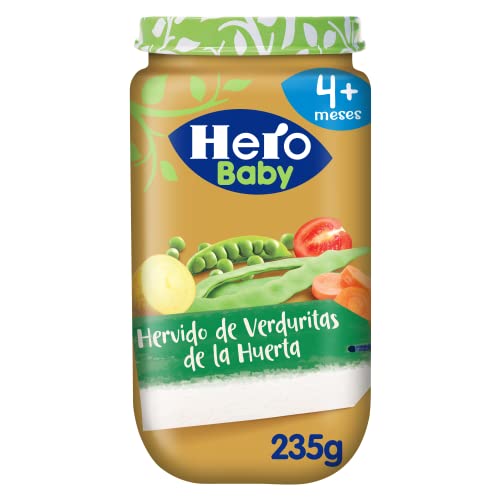 Hero Baby Tarritos de Hervido de Verduritas de la Huerta -Para Bebés a Partir de los 4 Meses - Pack de 12 x 235 g